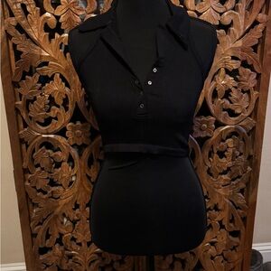 Black Sleeveless Collared Top